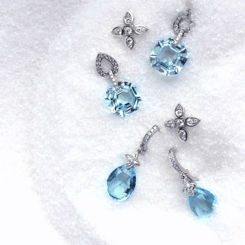 BLUE TOPAZ & DIAMOND EARRINGS