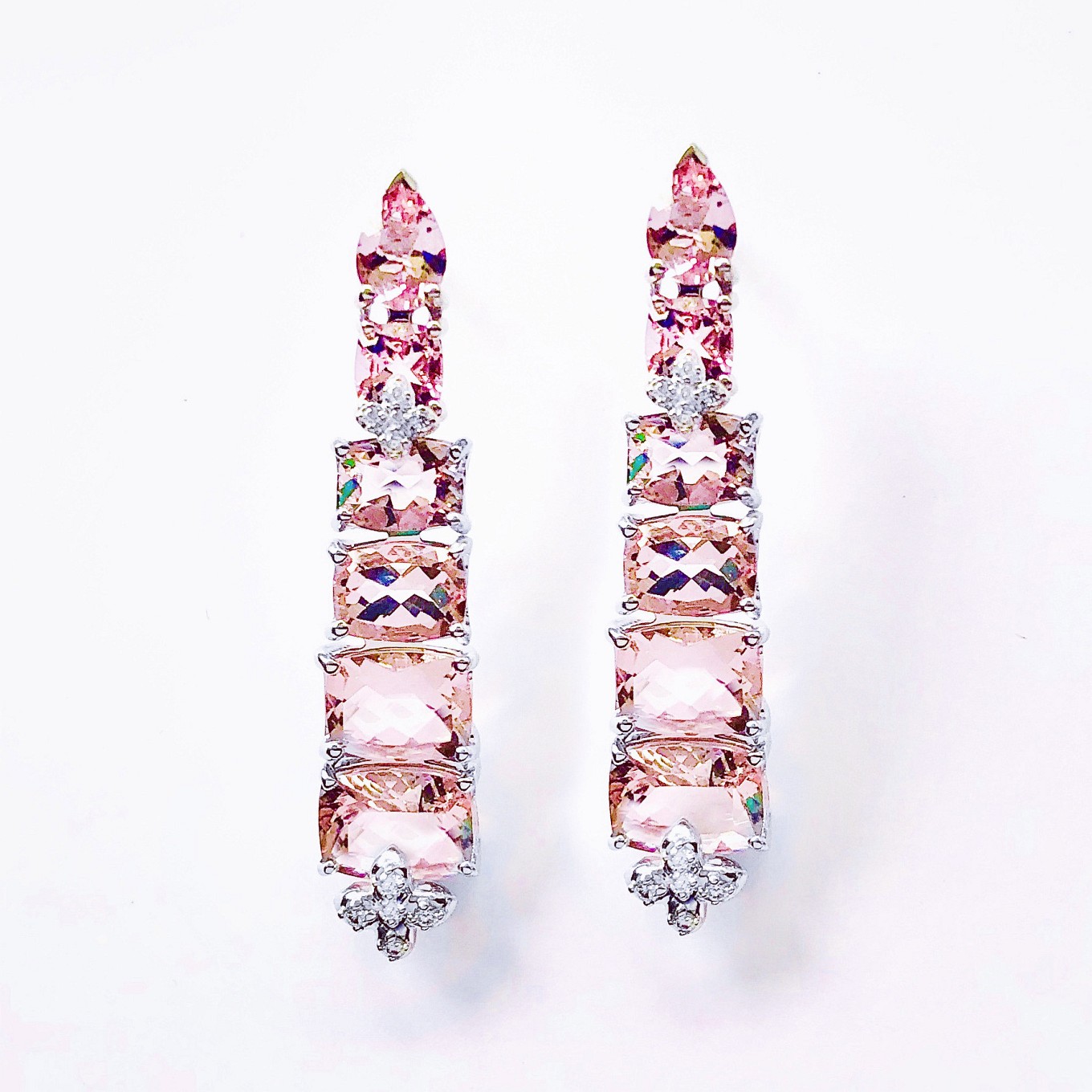 “Bella” earrings. Morganite & diamond