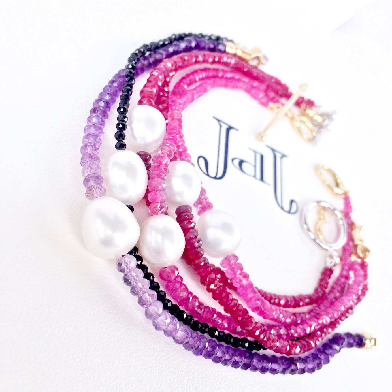 gemstone bead & freshwater pearl bracelets